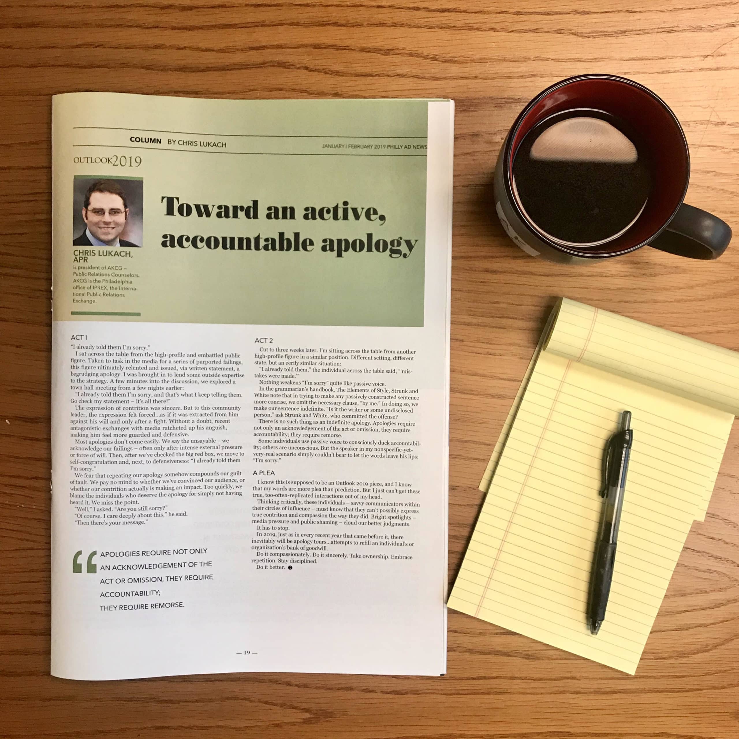 Outlook 2019: Toward an Active, Accountable Apology