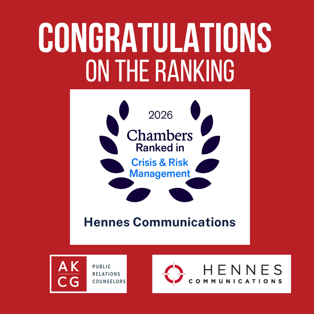 Hennes Communications Ranked (Again) Among Top Crisis Communications Firms in 2026 Chambers Crisis & Risk Management Guide